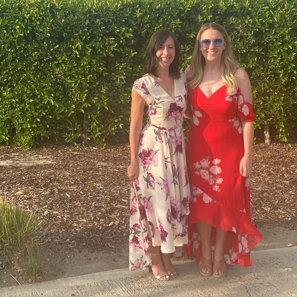 Lulus Red Floral Layered Dress L